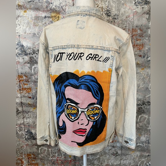 Boom Boom Jeans Jackets & Blazers - BOOMBOOM Jeans Denim Jacket with Comic “Not your Girl” Graphic